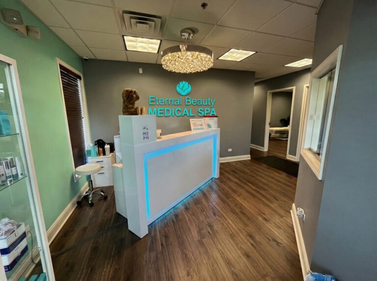 Front desk reception area at Eternal Beauty Medical Spa