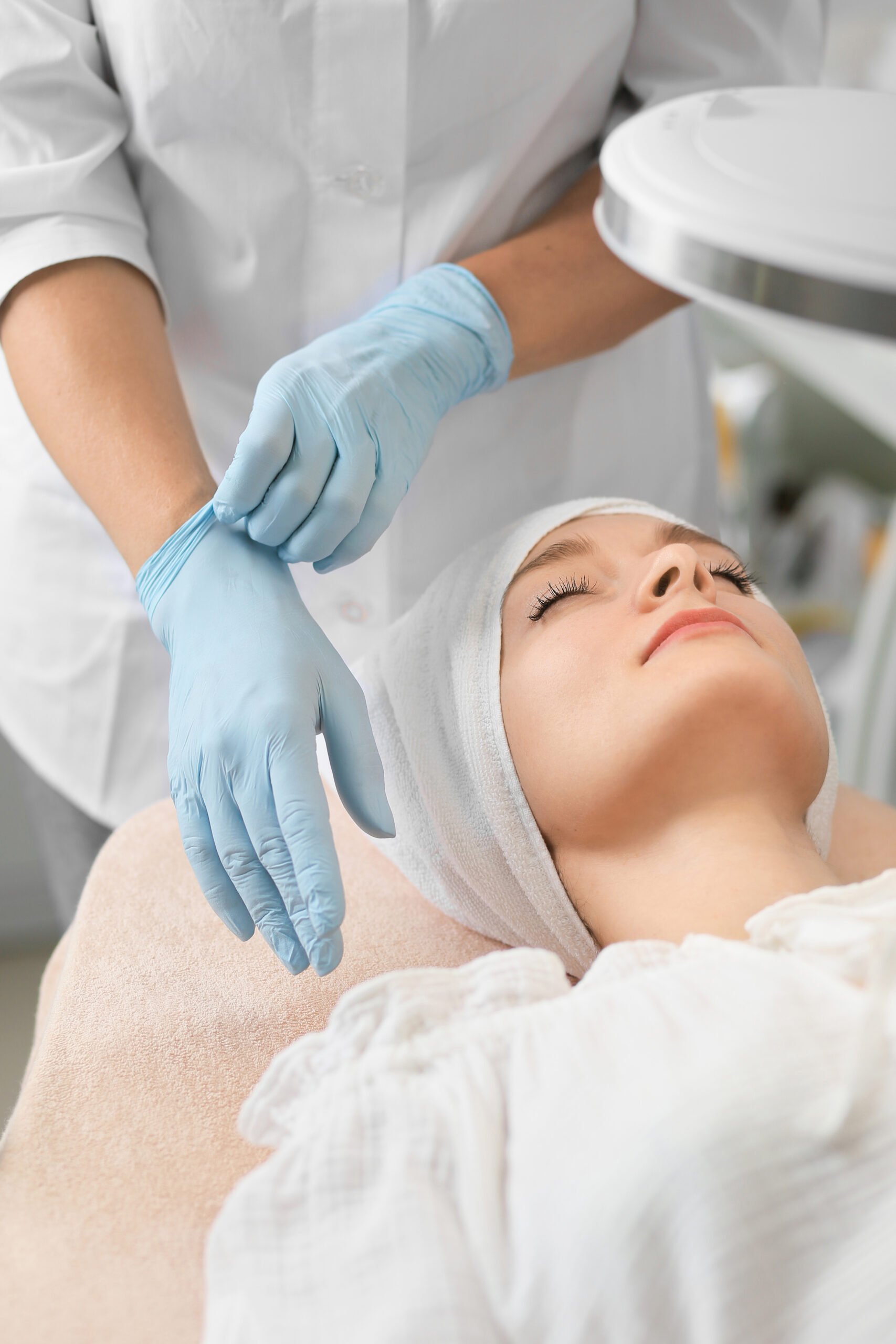 Patient relaxing during spa facial treatment
